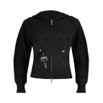 Midnight Mesh Knit Hoodie Black