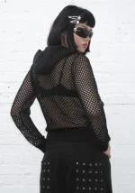 Midnight Mesh Knit Hoodie Black-2