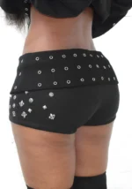 Midnight Studded Micro Hotpant Shorts Black-1