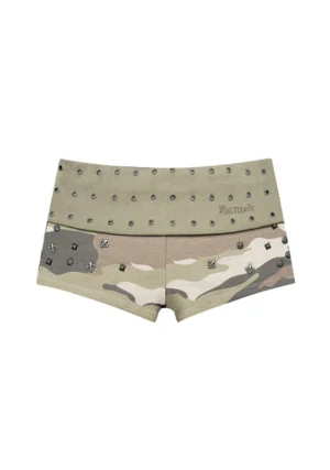 Midnight Studded Micro Hotpant Shorts Camo