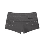Midnight Studded Micro Hotpant Shorts Charcoal