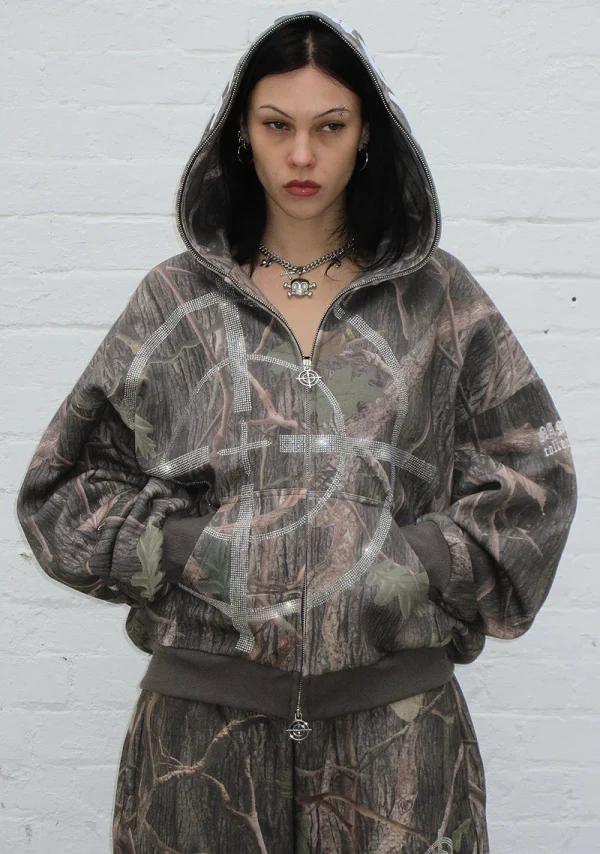 Mission Rhinestone ZIP Hoodie Tree Camo-2