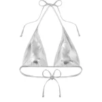 Molten Silhouette Halter Bikini Top Silver