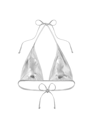Molten Silhouette Halter Bikini Top Silver