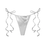 Molten Silhouette Thong Bikini Bottoms Silver