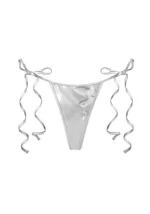 Molten Silhouette Thong Bikini Bottoms Silver