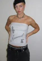 Muse Studded Tube Top Grey Marl-1