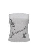 Muse Studded Tube Top Grey Marl