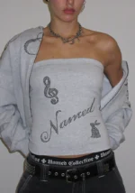 Muse Studded Tube Top Grey Marl-4