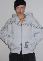 Muse Studded ZIP Hoodie Grey Marl-1