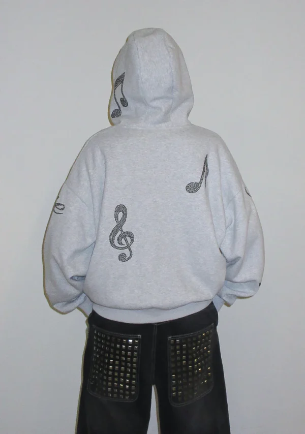 Muse Studded ZIP Hoodie Grey Marl-4