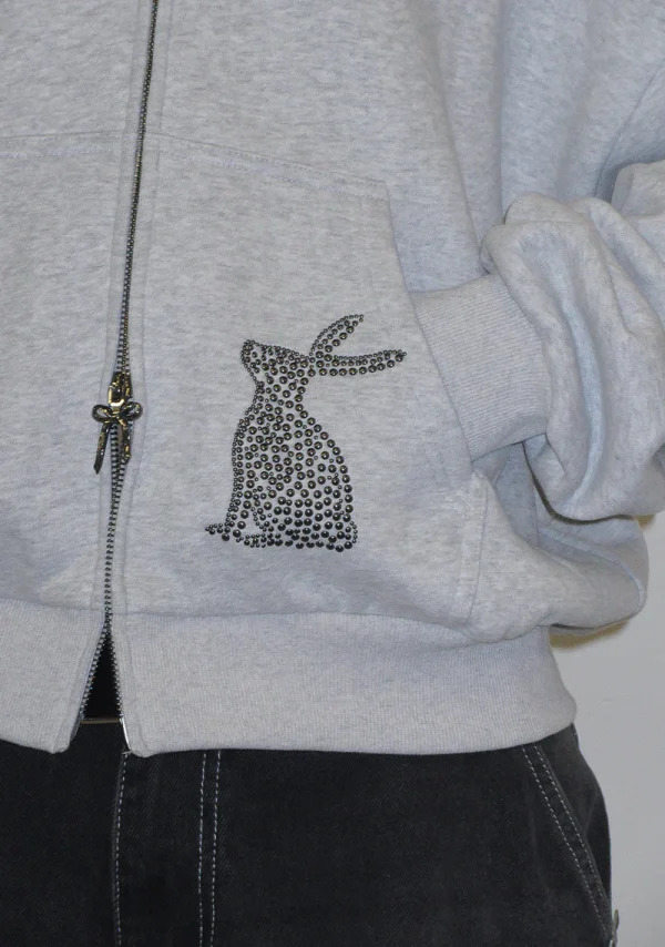 Muse Studded ZIP Hoodie Grey Marl-5