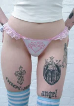 Network Glitter Lace Ruffle Thong White-1