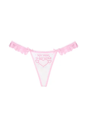 Network Glitter Lace Ruffle Thong White