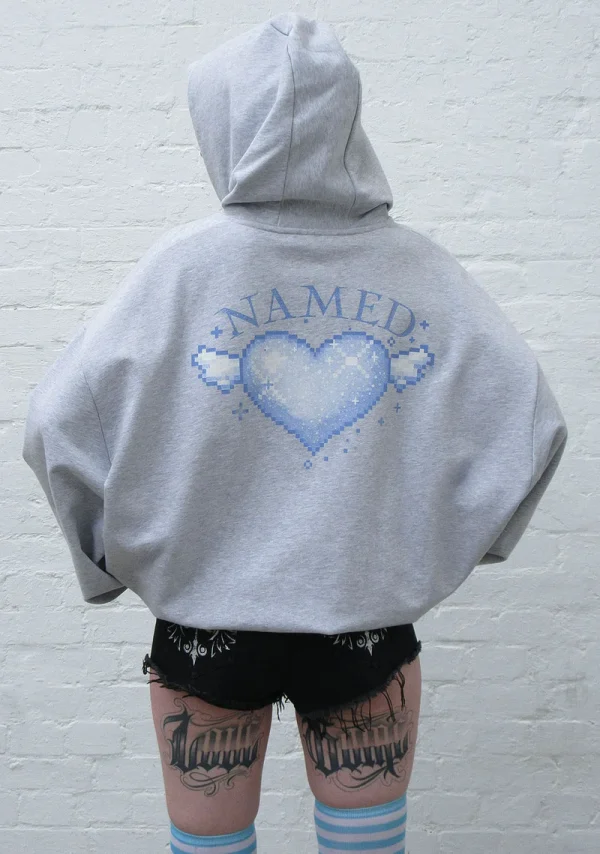 Network Glitter Pullover Hoodie Grey Marl-2