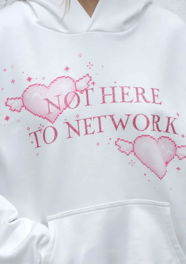 Network Glitter Pullover Hoodie White-4