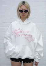 Network Glitter Pullover Hoodie White-5