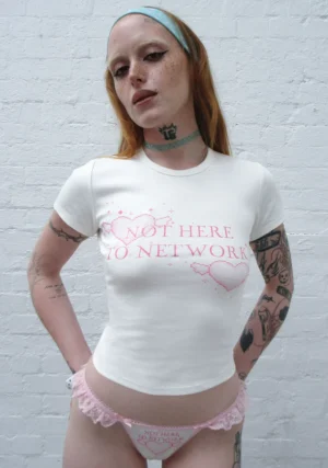 Network Glitter Sculpt Baby Tee White-1