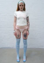 Network Glitter Sculpt Baby Tee White-3