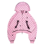Nova Polka Dot Crop ZIP Hoodie Baby Pink