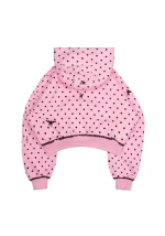 Nova Polka Dot Crop ZIP Hoodie Baby Pink-5