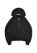 Nova Studded Polka Dot ZIP Hoodie Black