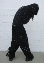 Nova Studded Polka Dot ZIP Hoodie Black-2