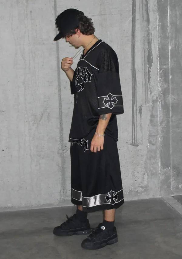 Nth Active Airtex Mesh Oversized Jersey Black-6