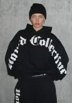 Nth Active Old English Oversized Pullover Hoodie Black-1