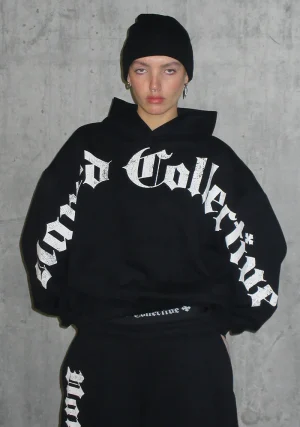 Nth Active Old English Oversized Pullover Hoodie Black-1