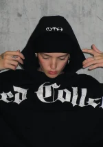 Nth Active Old English Oversized Pullover Hoodie Black-2