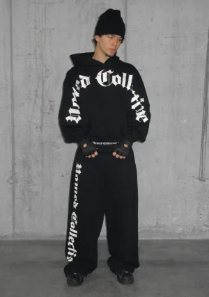 Nth Active Old English Oversized Pullover Hoodie Black-3