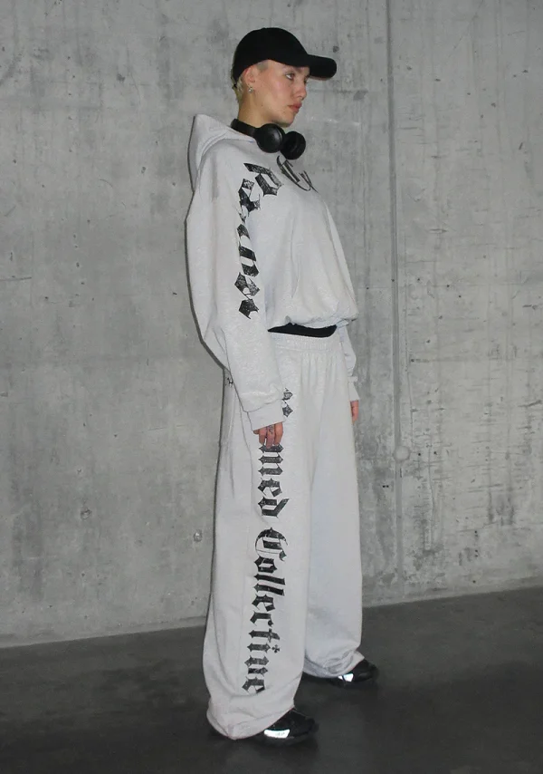 Nth Active Old English Oversized Pullover Hoodie Grey Marl-5
