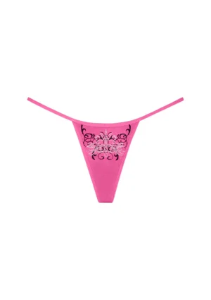 Obsession Rhinestone Thong Hot Pink