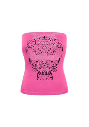 Obsession Rhinestone Tube Top Hot Pink