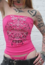 Obsession Rhinestone Tube Top Hot Pink-4