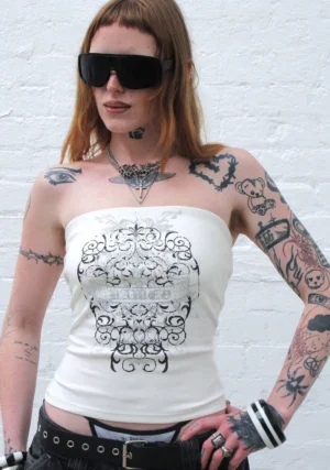 Obsession Rhinestone Tube Top White-1