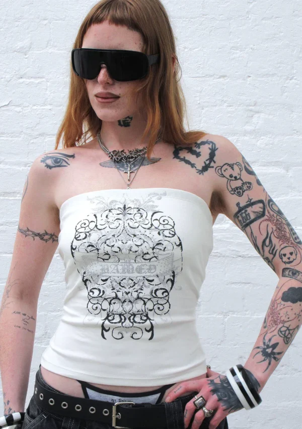 Obsession Rhinestone Tube Top White-1