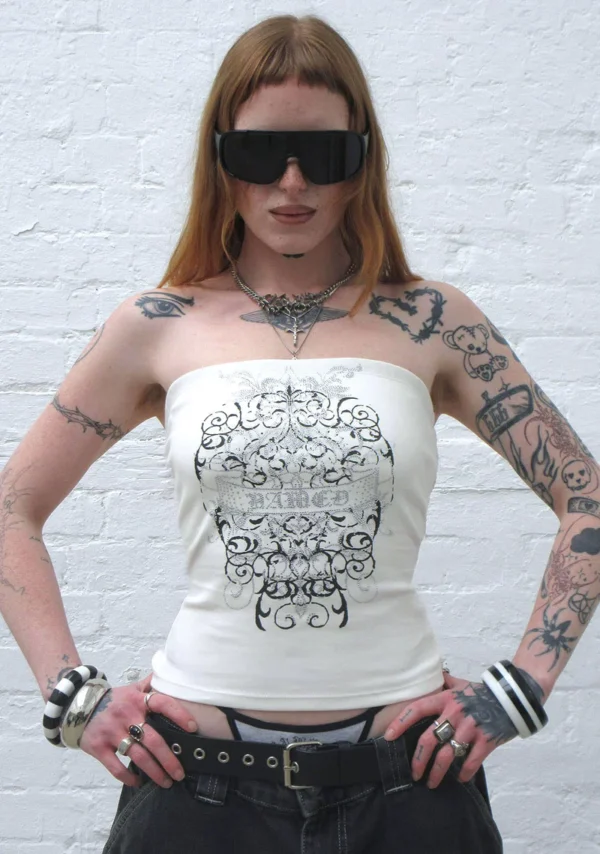 Obsession Rhinestone Tube Top White-4