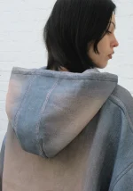 Off Grid Denim Effect ZIP Hoodie Washed Blue-5