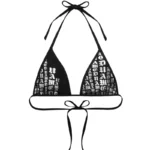 Old English Halter Bikini Top Black