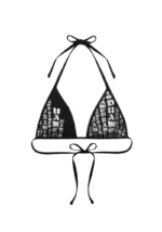 Old English Halter Bikini Top Black