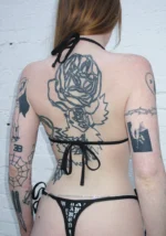 Old English Halter Bikini Top Black-4