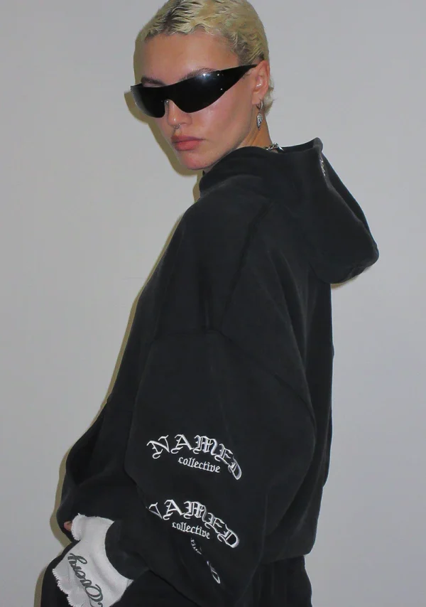 Old English Pullover Hoodie Washed Charcoal-1