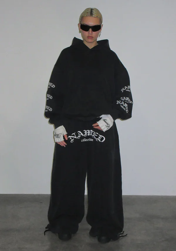 Old English Pullover Hoodie Washed Charcoal-3