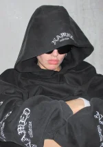 Old English Pullover Hoodie Washed Charcoal-6