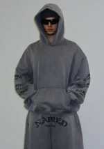 Old English Pullover Hoodie Washed Vintage Grey-1