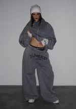 Old English Pullover Hoodie Washed Vintage Grey-2