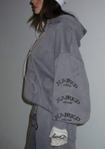 Old English Pullover Hoodie Washed Vintage Grey-3