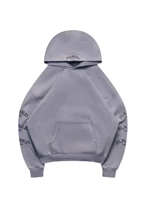 Old English Pullover Hoodie Washed Vintage Grey
